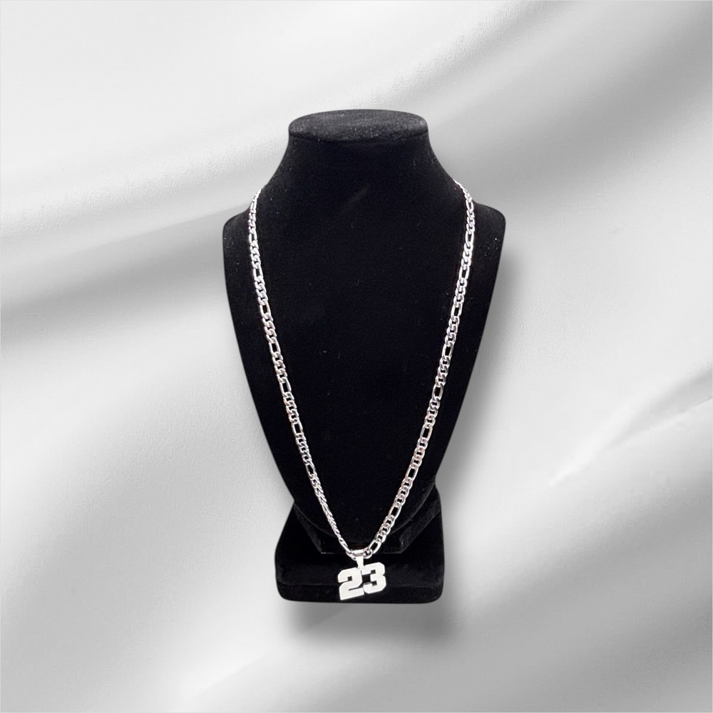 Men’s Silver Chain Necklace with #23 Pendant